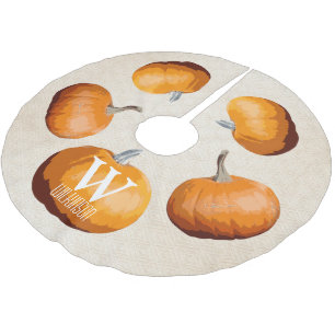Halloween Elegant Harvest Pumpkins - Personalised Brushed Polyester Tree Skirt