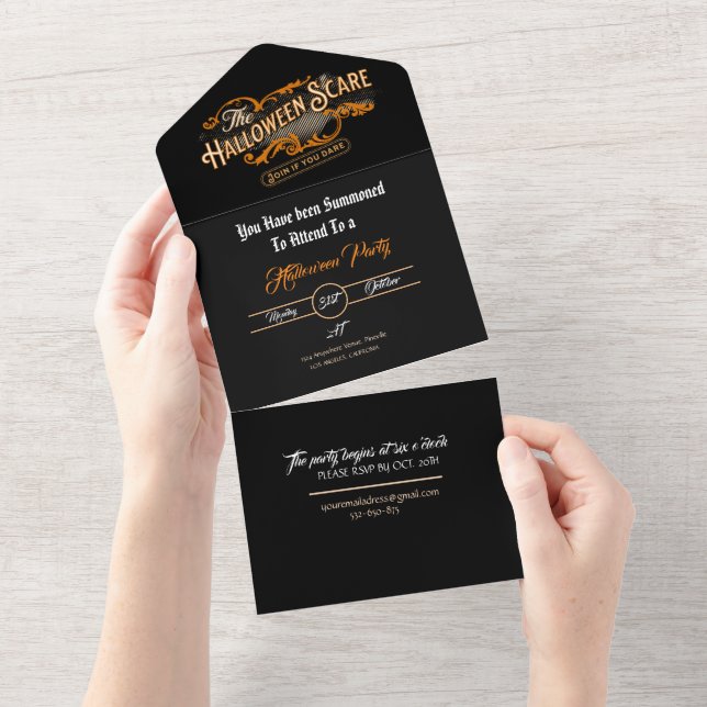 Halloween Elegant Invitation Card with RSVP (Tearaway)