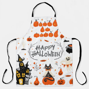 Halloween Elements Vintage Set Design Apron