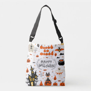 Halloween Elements Vintage Set Design Crossbody Bag