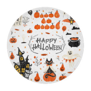 Halloween Elements Vintage Set Design Cutting Board