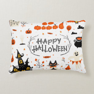Halloween Elements Vintage Set Design Decorative Cushion