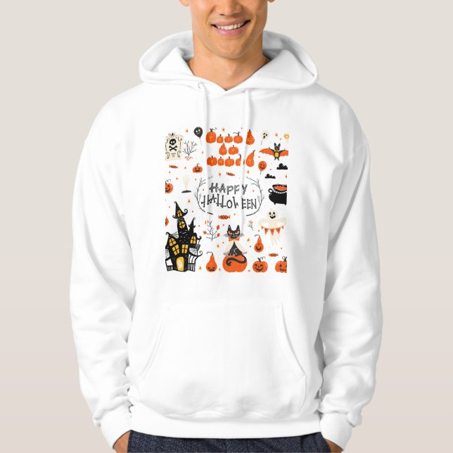Halloween Elements Vintage Set Design Hoodie (Front)