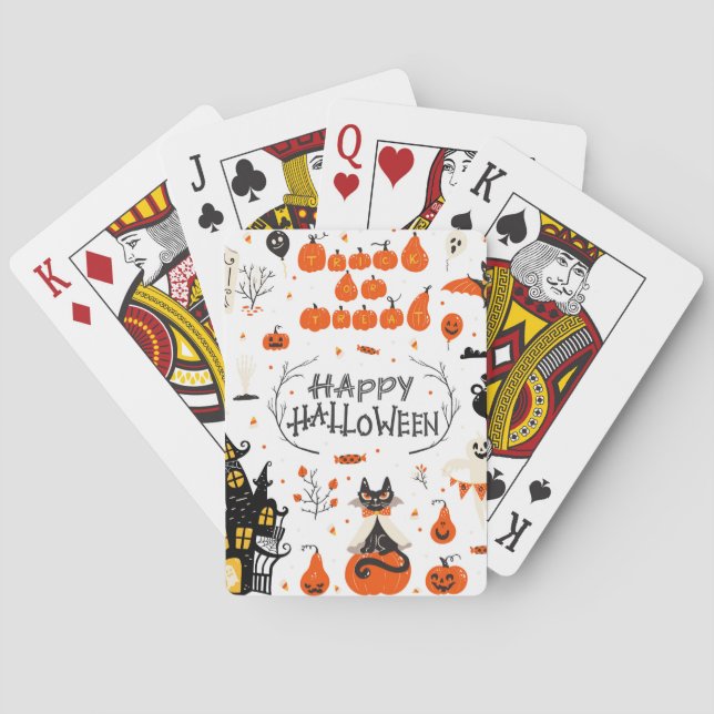 Halloween Elements Vintage Set Design Playing Cards (Back)