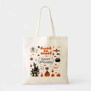 Halloween Elements Vintage Set Design Tote Bag
