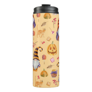 Halloween elements: vintage watercolor seamless pa thermal tumbler