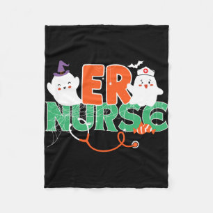 Halloween Emergency Nurse ER Nursing Gifts Hallowe Fleece Blanket
