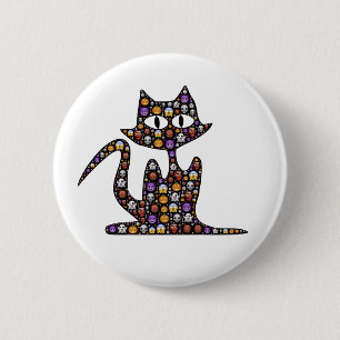 Halloween Emoji Black Cat 6 Cm Round Badge