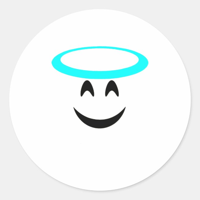 Halloween Emoji Costume Smiling Face Halo Classic Round Sticker (Front)