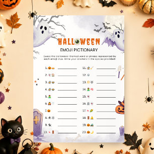 Halloween Emoji Pictionary Game Spooky Party Invitation