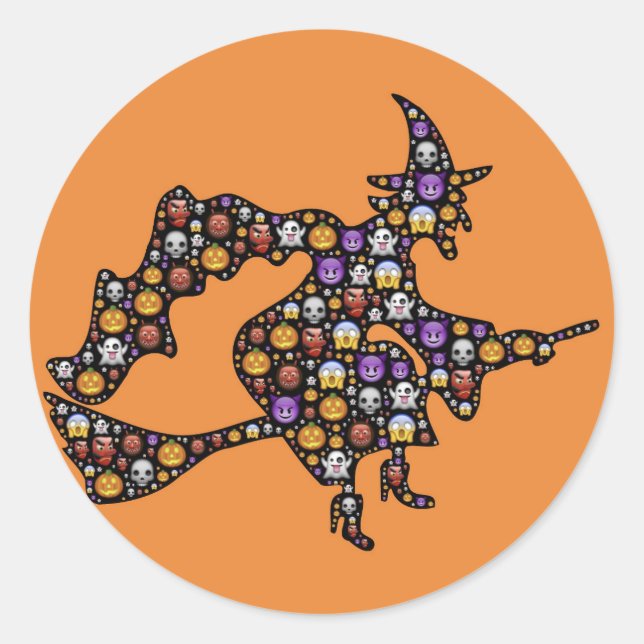 halloween emoji witch stickers (Front)