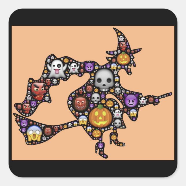 halloween emoji witch stickers (Front)