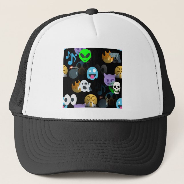 halloween emojis trucker hat (Front)