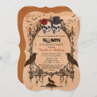 Halloween engagement party invitation. Rustic