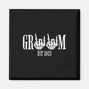 Halloween Engagement Wedding Bride Groom Skeleton  Magnet