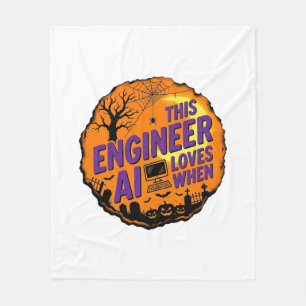 Halloween Engineer Loves AI Vintage Vector Design_ Fleece Blanket