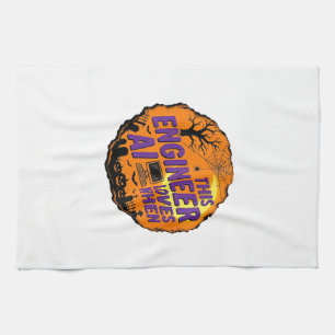Halloween Engineer Loves AI Vintage Vector Design_ Tea Towel
