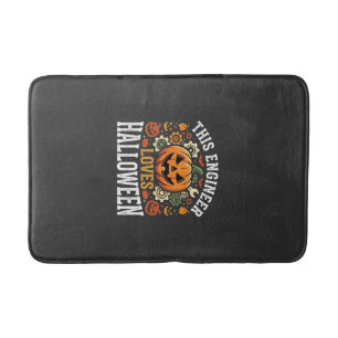 Halloween Engineer Pumpkin Vector Bath Mat