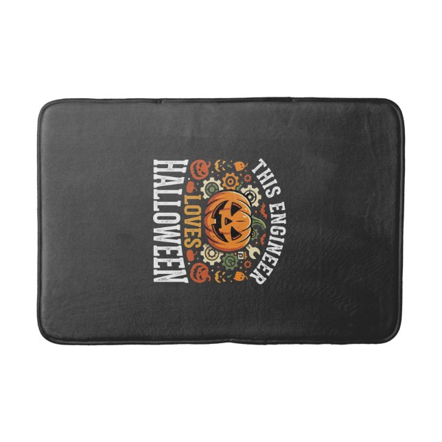 Halloween Engineer Pumpkin Vector Bath Mat (Front)