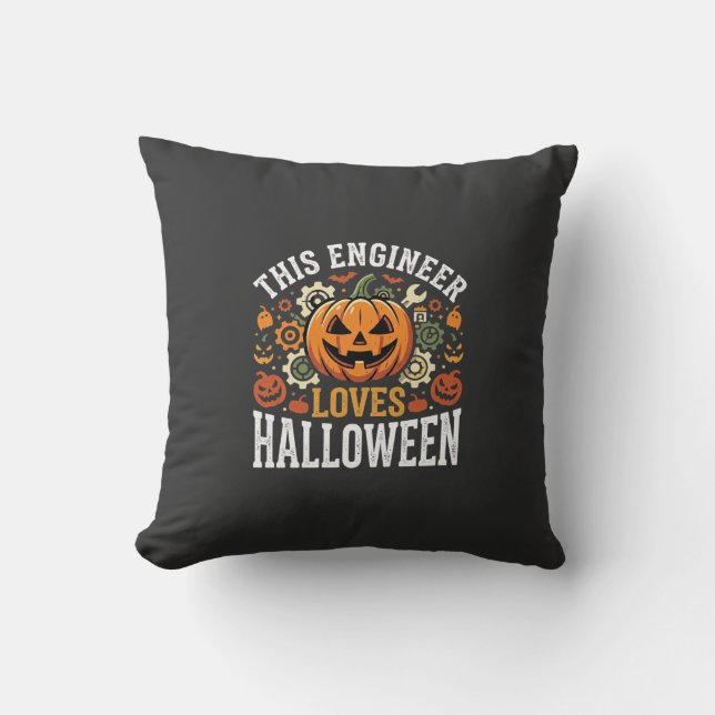 Halloween Engineer Pumpkin Vector Cushion (Front)