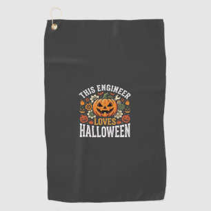 Halloween Engineer Pumpkin Vector Golf Towel