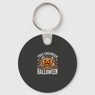 Halloween Engineer Pumpkin Vector Key Ring