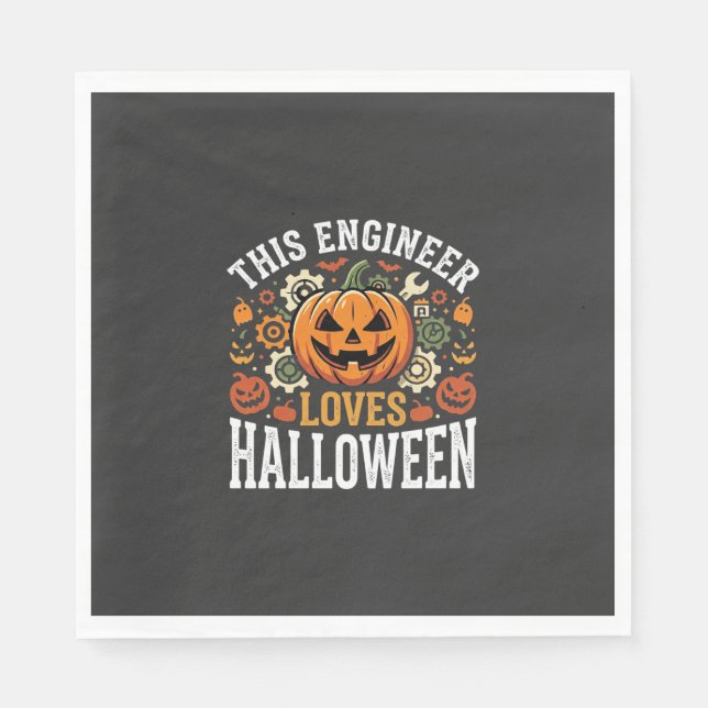 Halloween Engineer Pumpkin Vector Napkin (Front)
