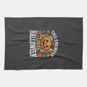 Halloween Engineer Pumpkin Vector Tea Towel