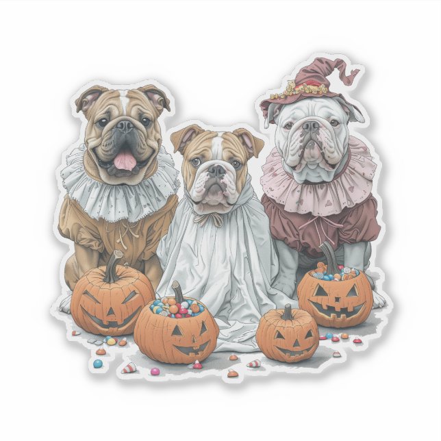 Halloween English Bulldogs Pumpkin (Front)