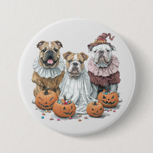 Halloween English Bulldogs Pumpkin 7.5 Cm Round Badge