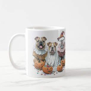 Halloween English Bulldogs Pumpkin Coffee Mug