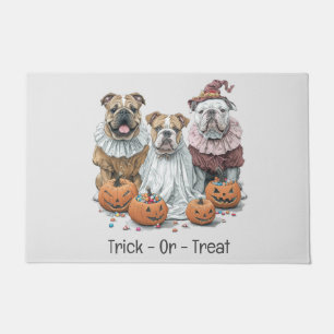 Halloween English Bulldogs Pumpkin Doormat
