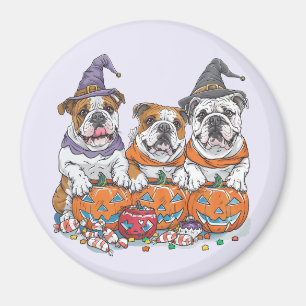 Halloween English Bulldogs Pumpkin Magnet