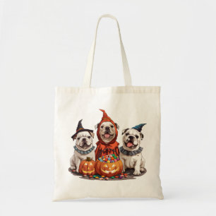 Halloween English Bulldogs Pumpkin Tote Bag