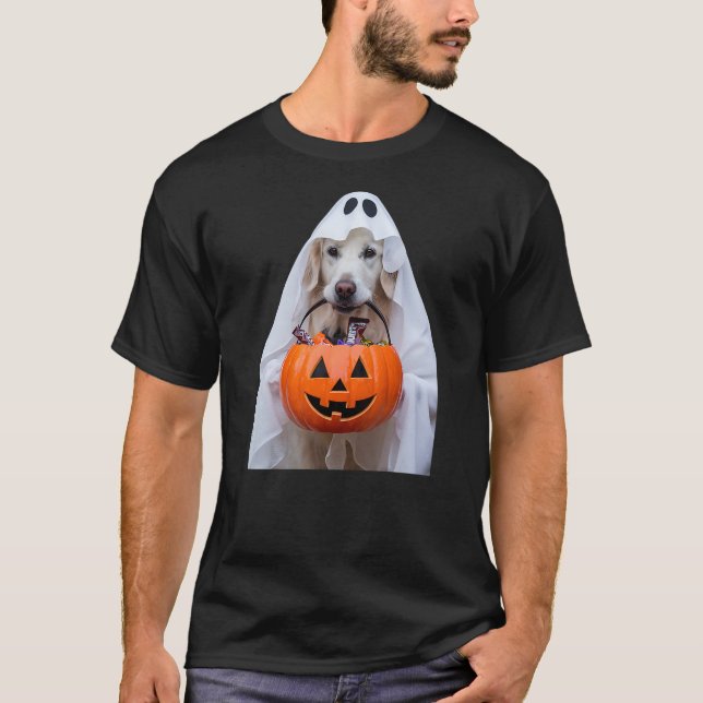 Halloween English Cream Golden Retriever Pumpkin D T-Shirt (Front)