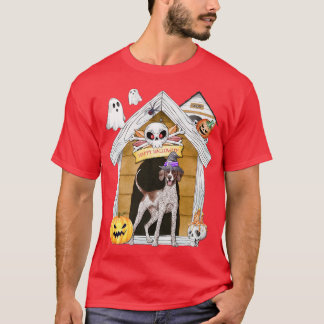 Halloween English Pointer Dog Witch Haunted House  T-Shirt