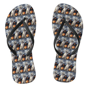 Halloween English Setter With Pumpkins Scary Thongs
