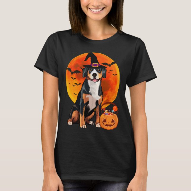 Halloween Entlebucher Mountain Dog Jack O Lantern  T-Shirt (Front)