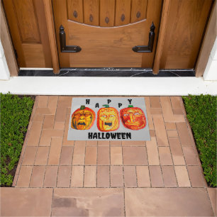 HALLOWEEN ERIE PUMPKIN FACES DOORMAT