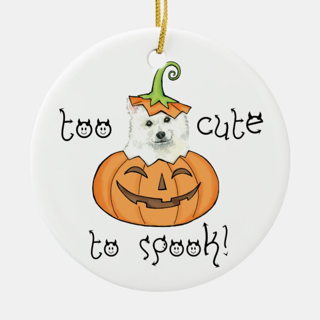 Halloween Eskie Ceramic Tree Decoration (Front)