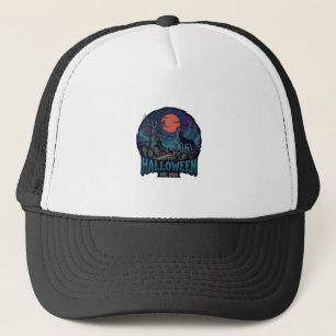 Halloween Est Howling Wolf Red Moon Zombie Hand_1 Trucker Hat