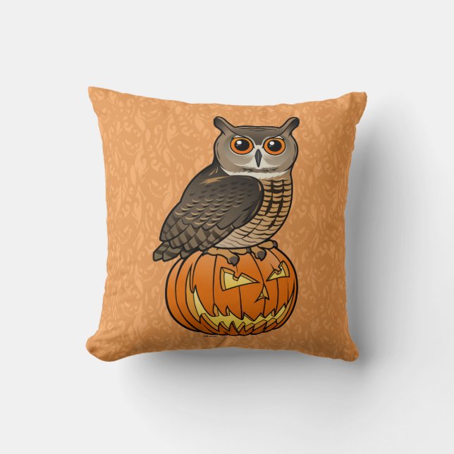 Halloween Eurasian Eagle Owl Cushion (Front)