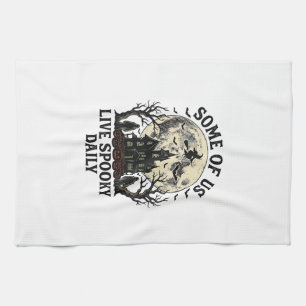 Halloween Everyday Shirt with Vintage Haunted Moon Tea Towel