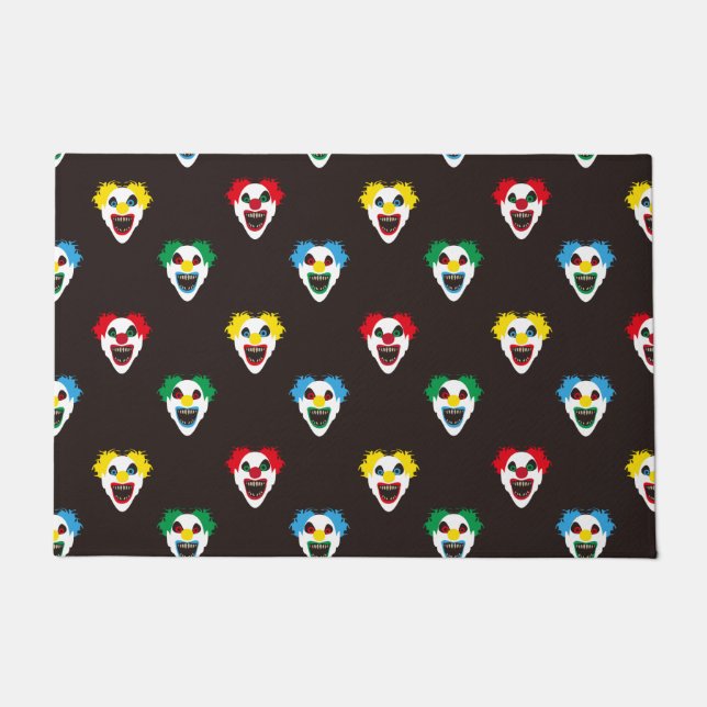 Halloween Evil Clown Faces Hallowtine Pattern Doormat (Front)