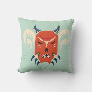 Halloween Evil Horned Demon Mask Cushion