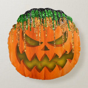 Halloween Evil Jack Olantern Pumpkin Round Cushion
