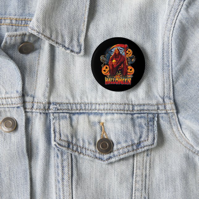 Halloween Evil skeleton, Pumpkin 6 Cm Round Badge (In Situ)
