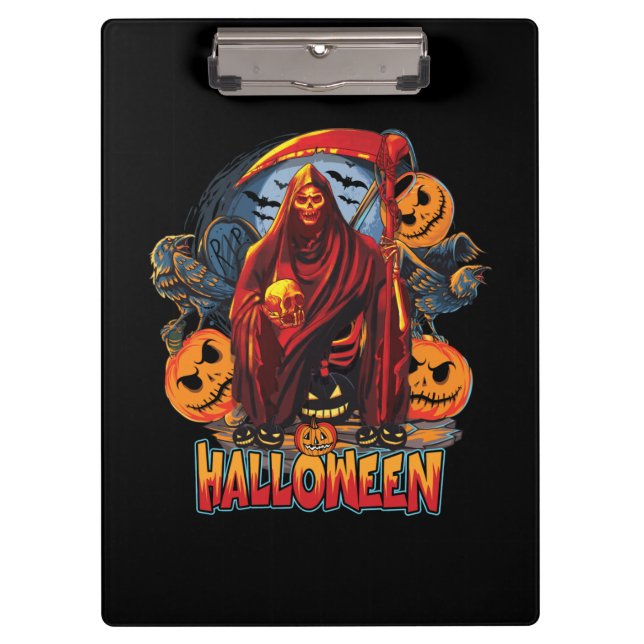 Halloween Evil skeleton, Pumpkin Clipboard (Front)