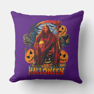 Halloween Evil skeleton, Pumpkin Cushion
