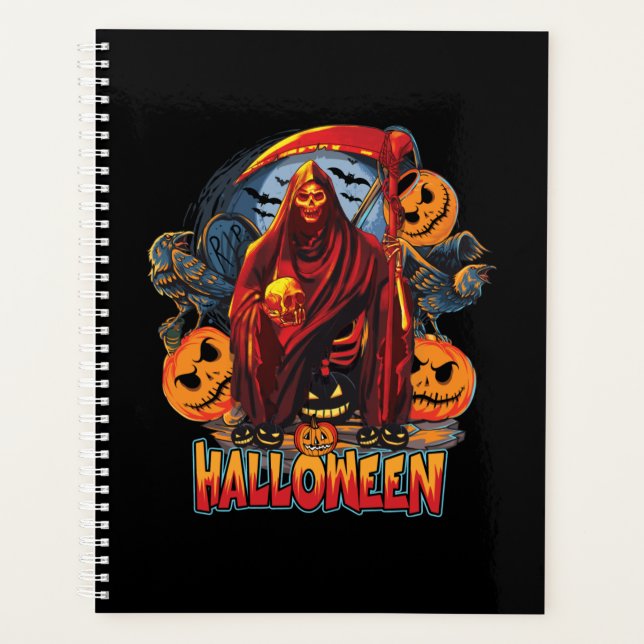 Halloween Evil skeleton, Pumpkin Planner (Front)
